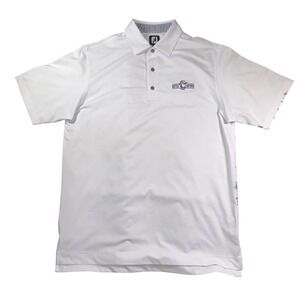 FootJoy Polo Shirt Mens Large White Battle Intense Golf Performance FJ Logo